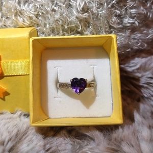 COPY - Solid 10k white gold amethyst and diamond ring